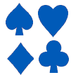 (image of playing card suits, all in u3a blue colour)